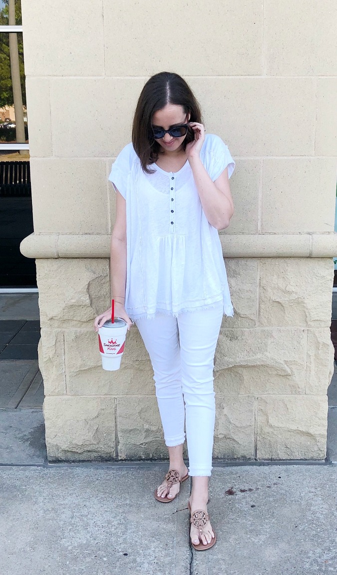 All White Outfit Tory Burch Miller Sandals