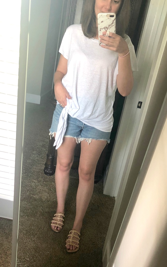 White tee and shorts the perfect summer outfit