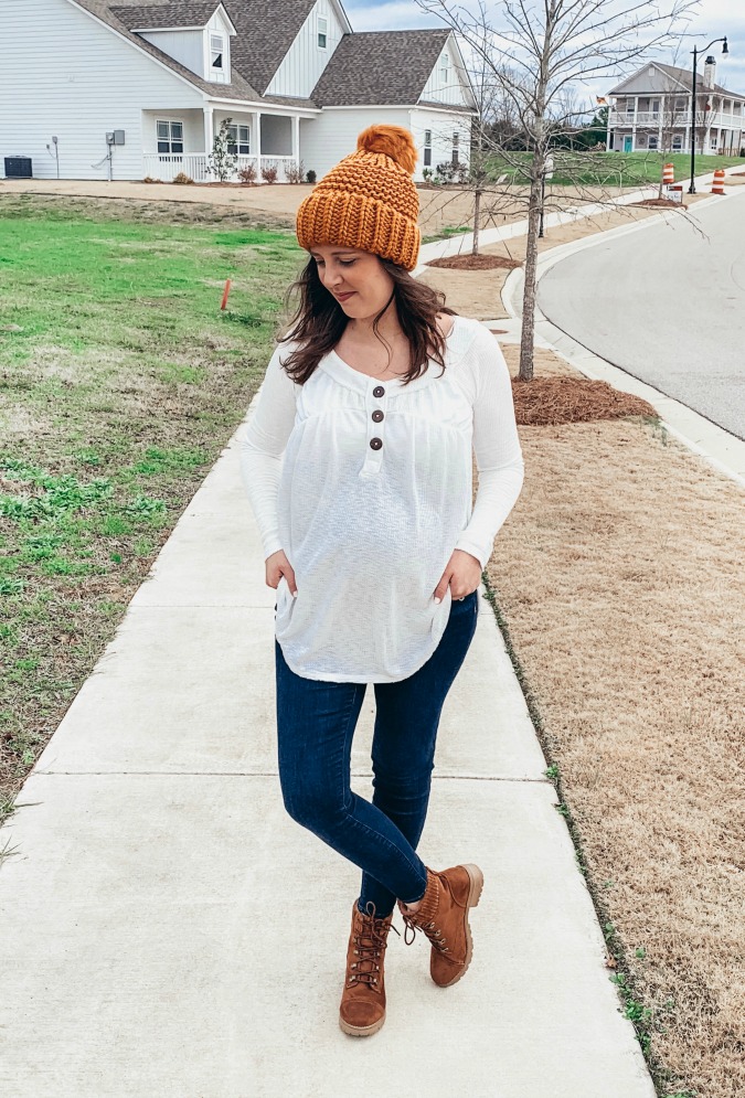 Casual Outfit | Free People Beanie and Target Booties